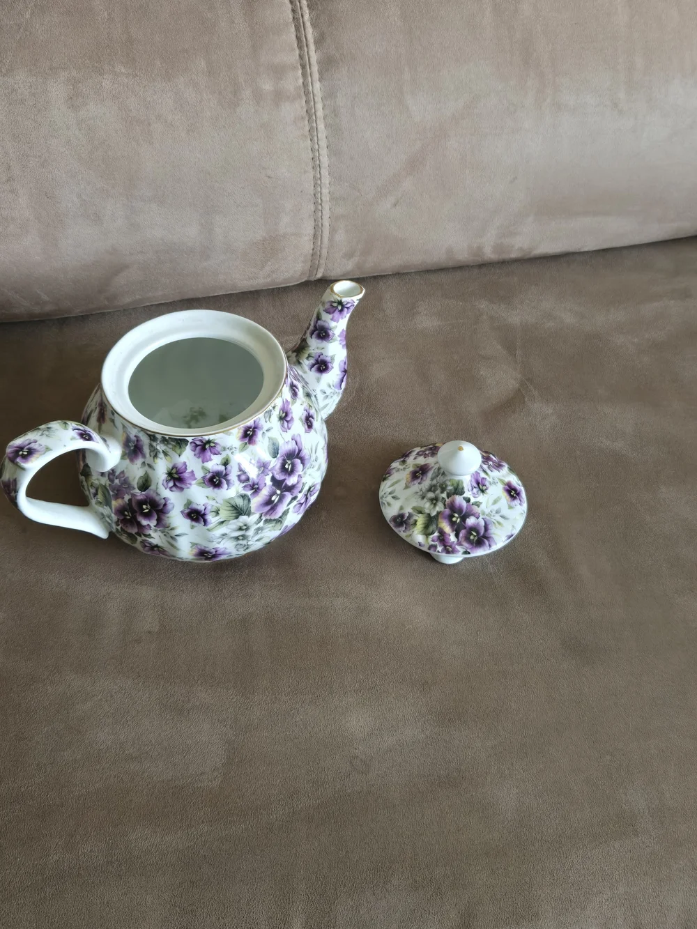 Porcelain Floral Teapot and Pink Rose Ceramic Arrangement - Home Accents